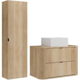 Unique Conjunto de baño madera color natural claro