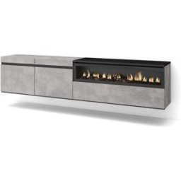 Skraut home Mueble tv efecto madera cemento 200x35x45cm chimenea efecto fuego