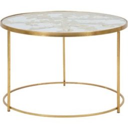Mauro Ferretti Mesa de centro redonda de metal dorado con mariposas ø cm 60x40,5