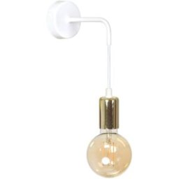 Wonderlamp Aplique de pared blanco con portalámparas dorado y altura regulable