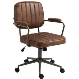 CLP Silla de oficina giratoria regulable en simil cuero coñac