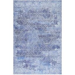 Wecon Home Alfombra tejida diseño de estampados cachemir tonos de azul 120x170