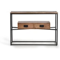 GINER Y COLOMER Consola de estilo industrial en madera de mango y toques en metal