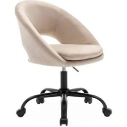 sweeek Silla de oficina de terciopelo con ruedas, blanco roto