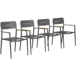 sweeek Sillón de jardín de aluminio y textileno, set de 4, antracita