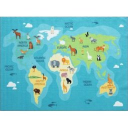 The carpet Alfombra juego infantil continentes, azul, 160 x 220 cm