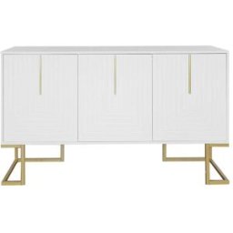 Urban Meuble Mueble de baño blanco de 3 puertas con patas doradas de diseño