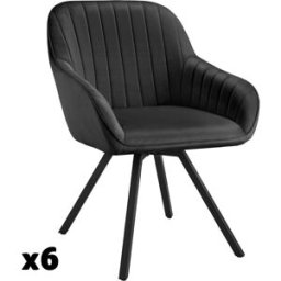 Tectake 6 sillas de comedor giratoria 360º de terciopelo 58x58x82 cm negro