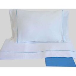 Casa da Laura Sábanas 100% algodón 200 hilos liso azul cama 135/140 2 almohadas 50