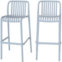 Maison Pavane Conjunto de 2 sillas de bar de jardín de 76 cm en plástico azul pastel