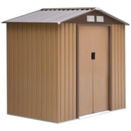 Outsunny Caseta de jardín 213x130x185 cm caqui