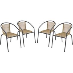 sweeek Sillón de jardín de resina natural, set de 4, antracita