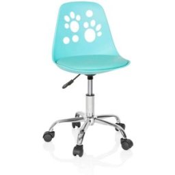 hjh OFFICE Silla giratoria para niños piel sintética turquesa