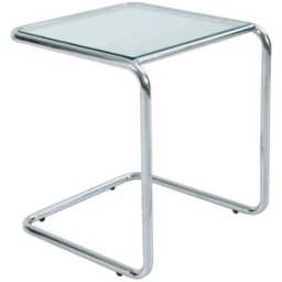 Oviala Mesa de centro cuadrada de 50 cm en metal y vidrio transparente