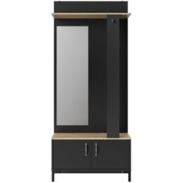 Calicosy Mueble recibidor con 2 puertas y un espejo - negro