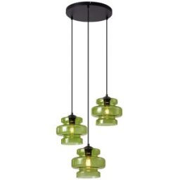 QAZQA Lámpara colgante retro negra cristal verde