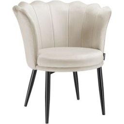Tectake Silla de comedor, forma flor y terciopelo, 67x64x76 cm, crema/negro