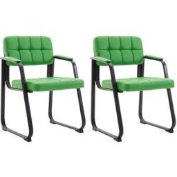 CLP Set de 2 sillas con patas de metal y asiento en Simil cuero Verde