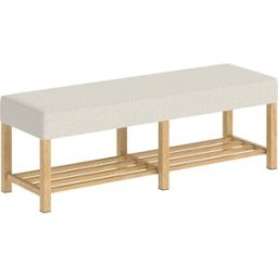 Homcom Banco zapatero 140x44x48 cm crema y madera natural
