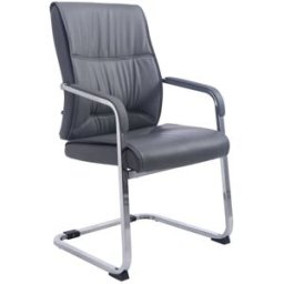 CLP Silla basculante con patas de metal y asiento en Simil cuero Gris