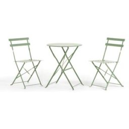 Fuori Conjunto de balcón plegable en metal con mesa redonda verde
