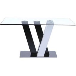 Unique Mesa de comedor cristal negro, blanco