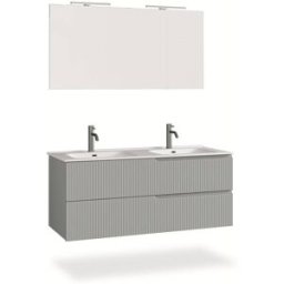 AQA DESIGN Mueble de baño de 5 piezas con doble bañera en mdf gris mate