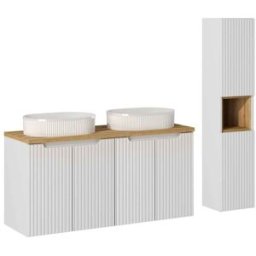 Petits meubles Conjunto de muebles doble lavabo paneles de melamina y mdf blanco