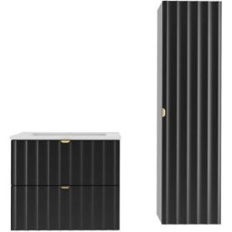 Petits meubles Conjunto mueble lavabo individual paneles de melamina y mdf negro