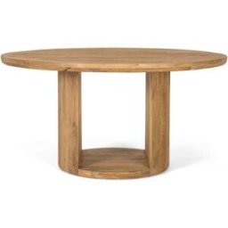 GINER Y COLOMER Mesa fabricada en madera de mango con tapa redonda 150 cm diámetro