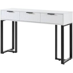 Urban Meuble Consola moderna blanca y negra con motivos geométricos y metal