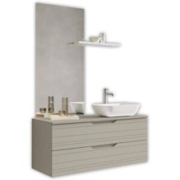 AQA DESIGN Mueble de baño con espejo de 4 piezas en mdf topo