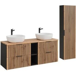 Petits meubles Conjunto mueble doble lavabo 140cm tableros de melamina y mdf madera
