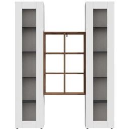 Whous Conjunto de muebles de salón de 140 cm efecto madera blanco / roble
