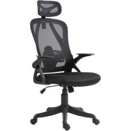 CLP Silla de oficina ajustable giratorio ergonómico en tela negro
