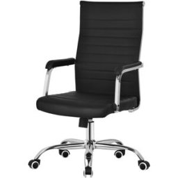 ML-Design Silla de oficina ergonómica acero negro respaldo y altura regulable