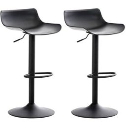 CLP Set de 2 Taburetes de bar regulable en Plástico Negro