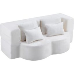 OKWISH Sofá cama blanco de espuma y muelles modular
