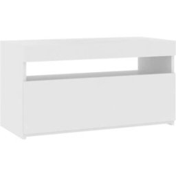 Maison Chic Mueble tv con luces led madera blanco brillante 75x35x40 cm