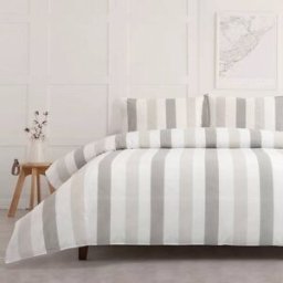 Casa da Laura Funda nórdica rayas 100% algodón gris cama 135/150 cm (240 x 220 cm