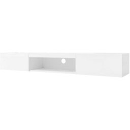 MODFU Armario tv de pared moderno con luces led, hasta 70 pulgadas, blanco