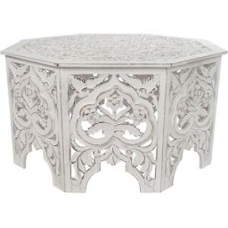 NIYLO Mesa centro de mdf envejecido blanco 84x84x46 cm