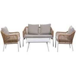 Fijalo Conjunto de mesa sofá y 2 sillones beige