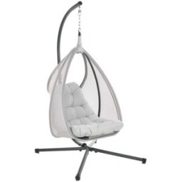 Beliani Sillón colgante con soporte tela gris claro