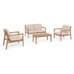 Bizzotto Conjunto de salón en madera y revestimiento hidrófugo Natural