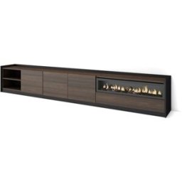 Skraut home Mueble tv efecto madera roble oscuro y negro 310 chimenea efecto fuego