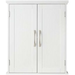 Teamson Armario de pared de mdf blanco con 2 puertas y estantes