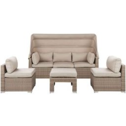 Beliani Conjunto de jardín de ratán sintético beige 5 personas