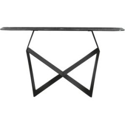 MondoViro Mesa consola negra con tapa de cristal martillado, 140 x 40 cm, 76 cm
