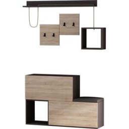 Concept Usine Mueble de entrada de diseño mural de madera y gris